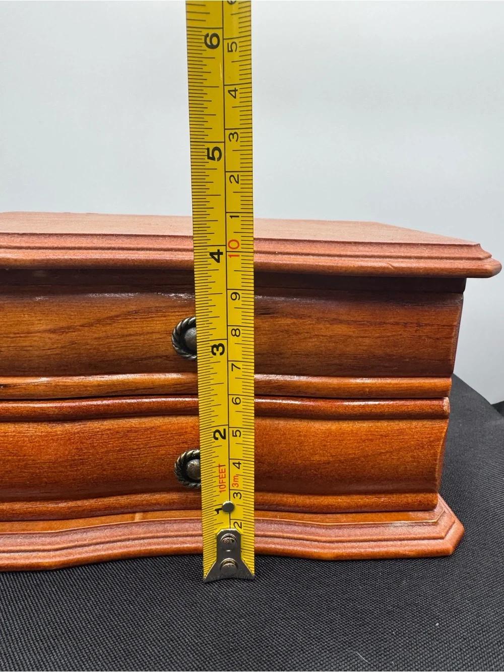 Source Unknown Wooden Jewelry Chest - Warm Brown Finish